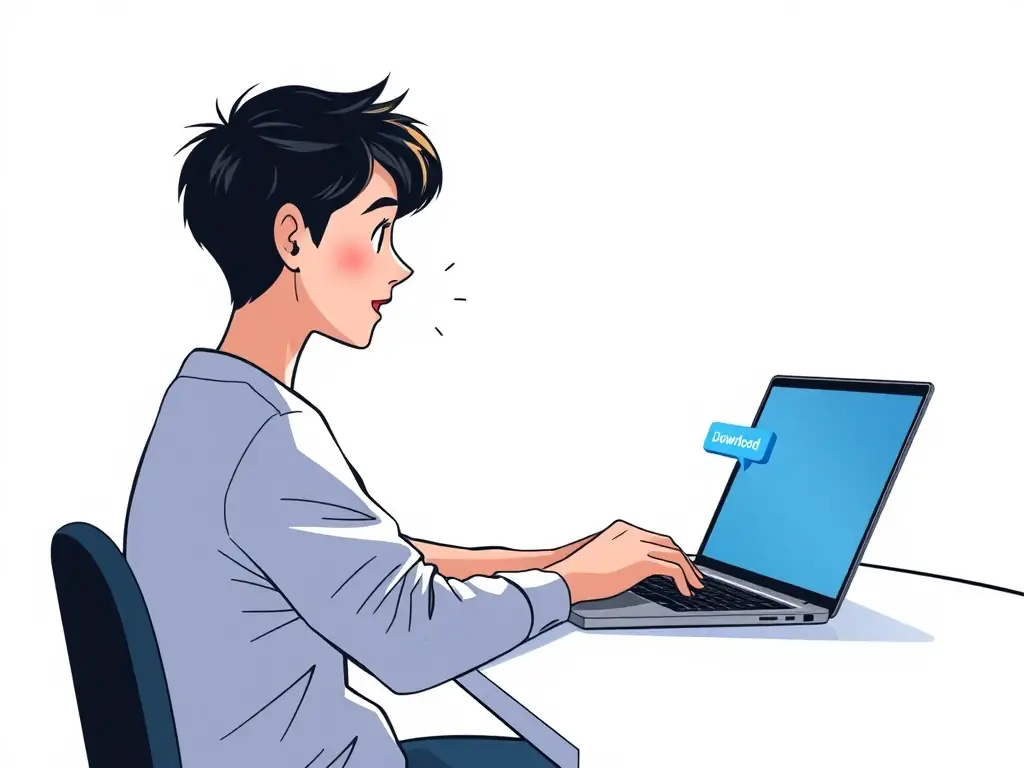 A minimalist vector illustration of a person filling out an online form on a laptop, symbolizing the initial application process with Job Seeker.