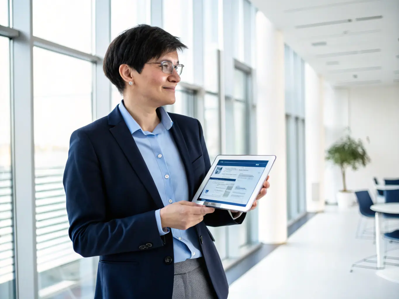 An illustration of a person receiving a personalized job application on their tablet, showcasing the tailored approach of Job Seeker.