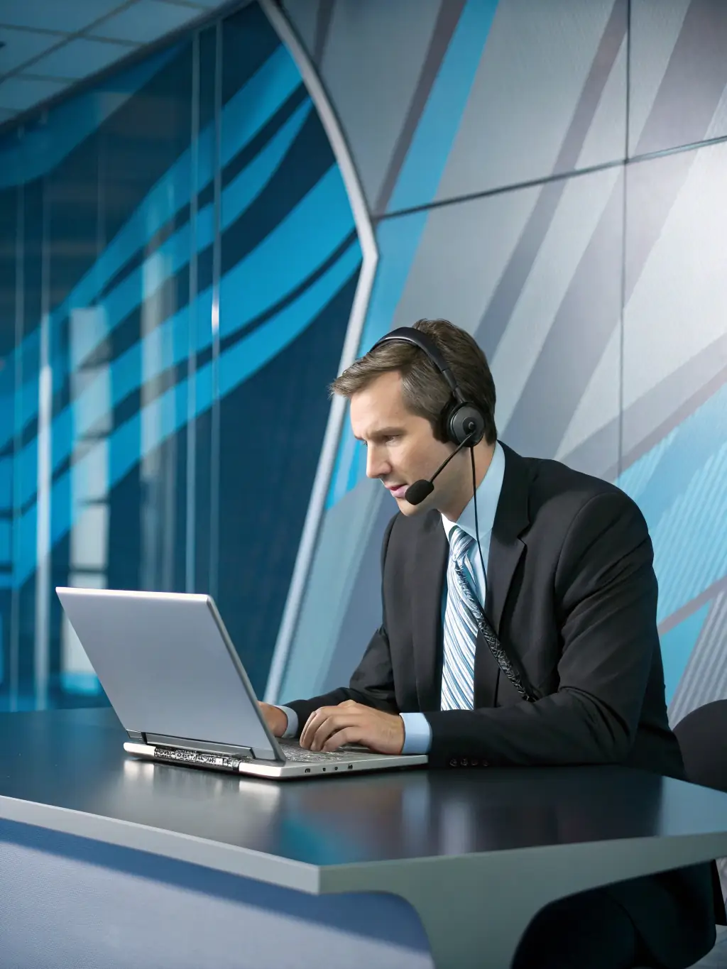 An illustration of a professional crafting a tailored job application on a computer, emphasizing personalization and attention to detail. The setting is a modern office environment.